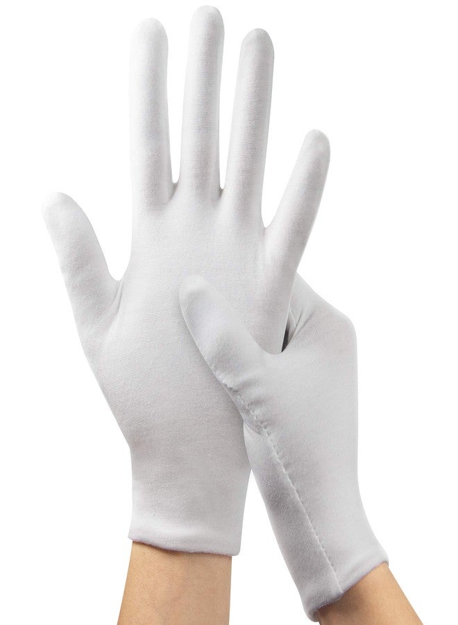HMNYSOL White Gloves, 6 Pairs(12 Pcs) Thinck Cotton Gloves for Dry Hands Sleeping, Moisturizing Gloves Spa Eczema Overnight, Work Gloves for Coin Jewelry Service - Image 1